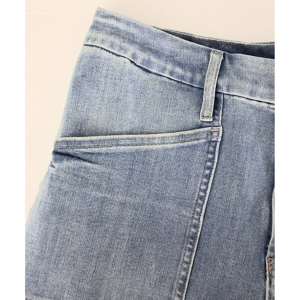Express Jeans Women's Large Blue Straight Ankle High Rise Flexx Hyper Stretch